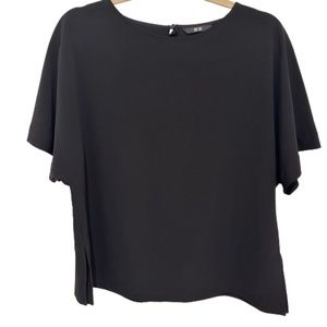 Uniqlo Oversized Drapy Bat Wing Shirt Top Black S NWOT